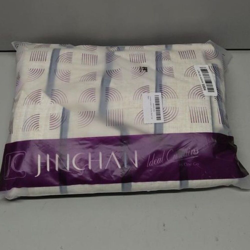 Brand New Jinchan Blue on Beige Striped Linen Curtains 84″ Long – Set of 2 - Picture 4 of 4
